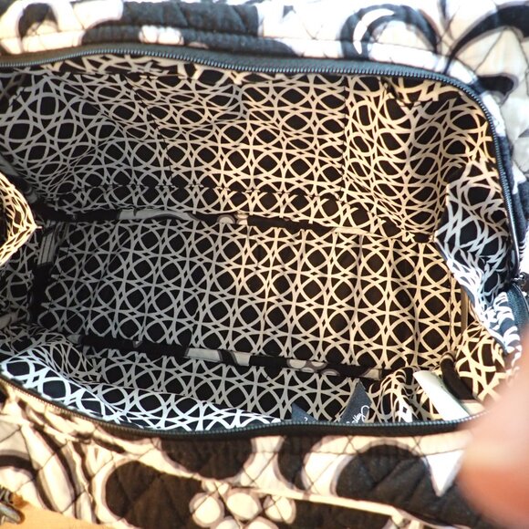 Vera Bradley Bag Tote Black White and Light Purple detail - Picture 3 of 14